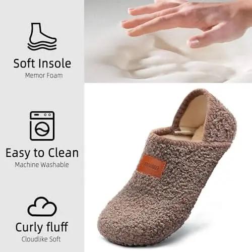 House Slippers for Women Men Indoor Barefoot Slippers Socks Furry Slip on House Shoes Cozy Comfy Slippers for Home Bedroom Travel Yoga - Love Salve